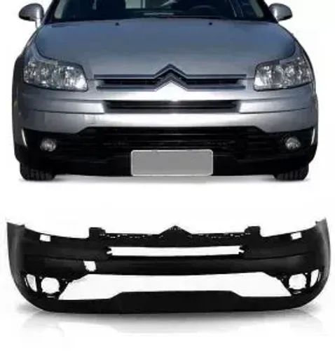 Parachoque Citroen C4 2007 à 2013 - Furo Esguicho / Farol Auxiliar - Preto Liso - Loma