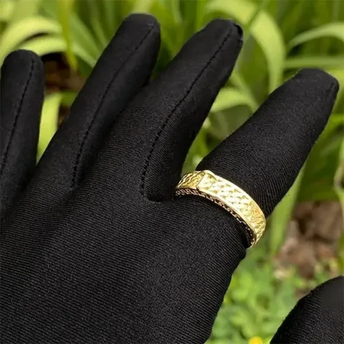 Anel Grecia Texturizada Banho Ouro 24k