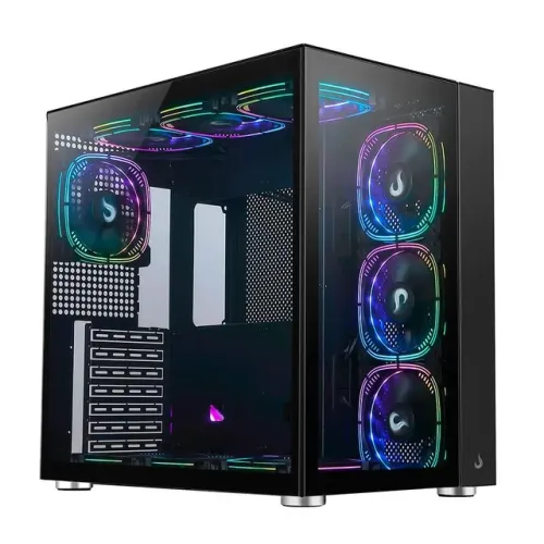 Gabinete Gamer Rise Mode Galaxy Glass Standard, Mid Tower, ARGB, ATX,10x Cooler Fan, Preto