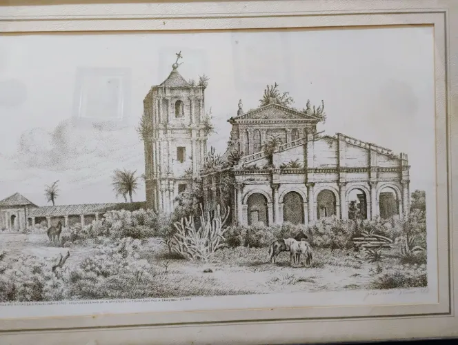 Gravura João faria Viana 1973 ruínas de são Miguel das missões