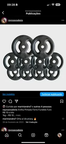 Anilha Pintada Ferro Fundido Furo  R$ 10 o kg 