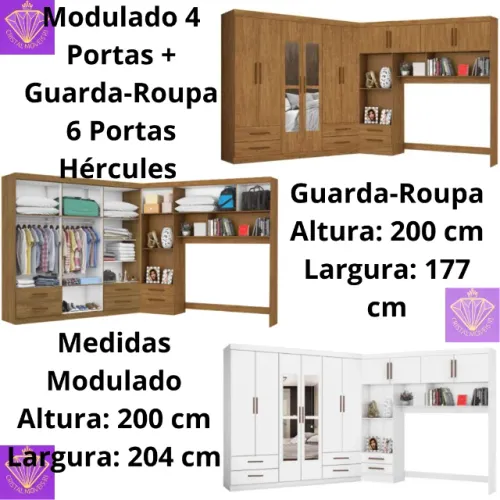 Modulado 4 Portas + Guarda-Roupa 6 Portas Hércules