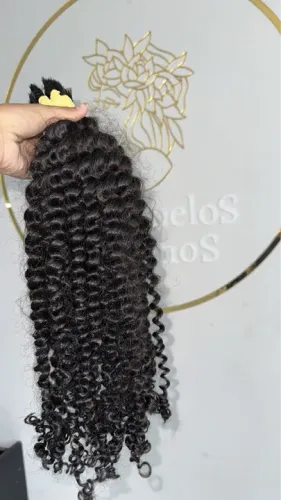 Cabelo humano cacheado t2 indiano de 75 cm castanho escuro