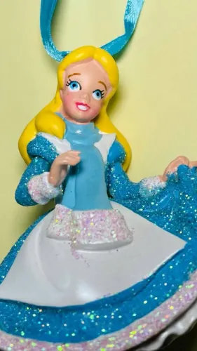 Disney Enfeite de Natal Alice no País das Maravilhas - altura 10 cm - miniatura de resina