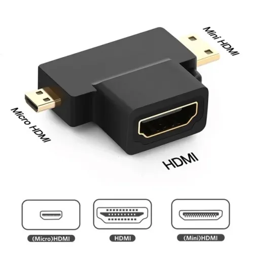 Conversor Adaptador 2 Em 1 Hdmi Para Micro Hdmi E Mini Hdmi