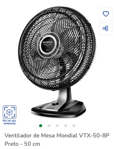 Ventilador de mesa mondial super turbo 8 pás vtx40 110v