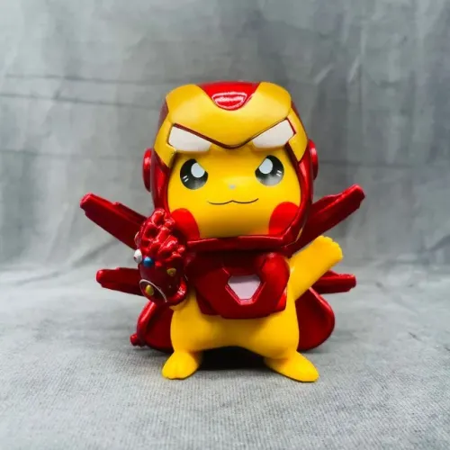 Action Figure Pikachu Iron Man Boneco de PVC Homem de Ferro Com Manopla do Infinito