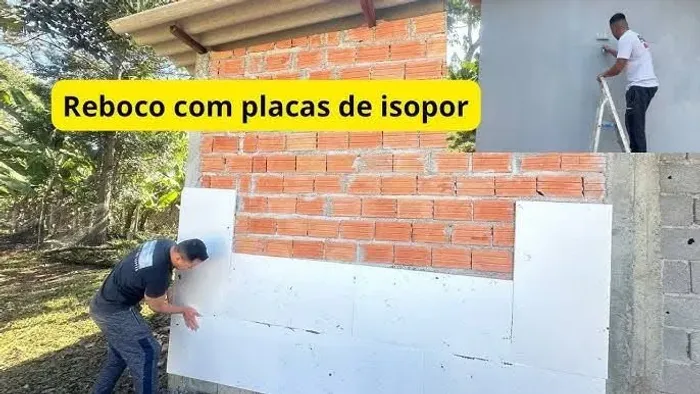 Reboco com placas de isopor para alvenarias 