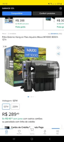 Filtro hang on Maxxi Hf-1000 800l/h LEIA DESCRIÇÃO!!
