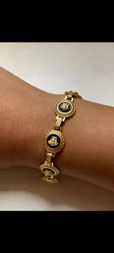 Pulseira Versace Dourada com Detalhes em Preto