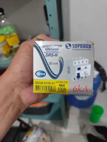 Disjuntor Diferencial 4 Polos 100A 6kA - Soprano