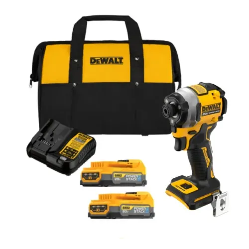Kit Parafusadeira de Impacto 1/4'' 2 Baterias Powerstack 20V Max* Brushless 205Nm DeWalt