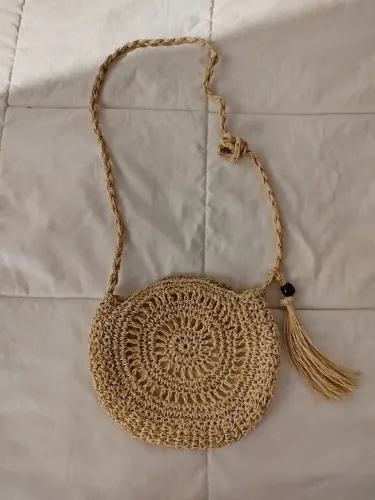 Bolsa de palha redonda com tassel