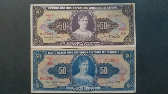 2 Notas 50 Cruzeiros, Princesa Isabel.