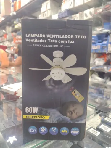 Lâmpada Ventilador Teto 60W com Luz - Silencioso