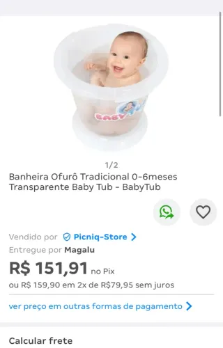 Banheira Ofurô Tradicional 0-6meses Transparente Baby Tub - BabyTub