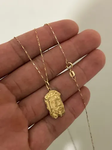 Cordão MACIÇO 3G de ouro 18k com pingente de Jesus