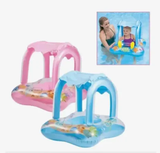 Boia Infantil Inflável com Cobertura Baby Boat para Piscina