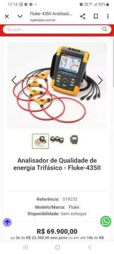 Analisador de Qualidade de Energia Trifásico Fluke-435II