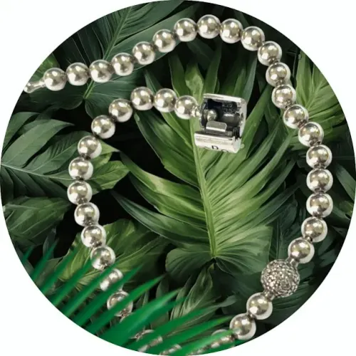 Bracelete Esfera Brilhante Prata 950 Pandora Signature Médio