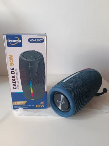 Caixa de Som Bluetooth Atomo Pro Portáti + Brinde Fone de Ouvido
