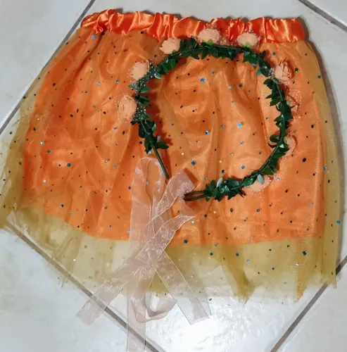 Saiinha de Tule Laranja com Flores