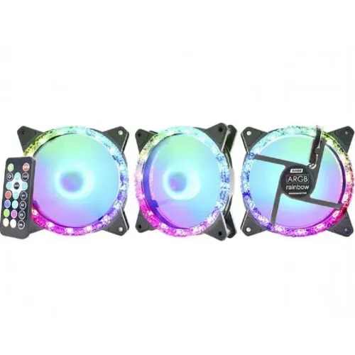 Kit Cooler 3 Fans 120mm + Controle K-mex Aabdk1 Argb Star -Coimbra Computadores Instalamos