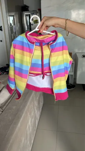 Conjunto infantil arco íris malha TAM 4