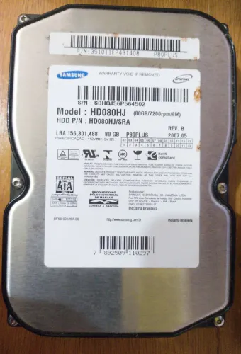 HD Samsung Sata HD080HJ 80gb