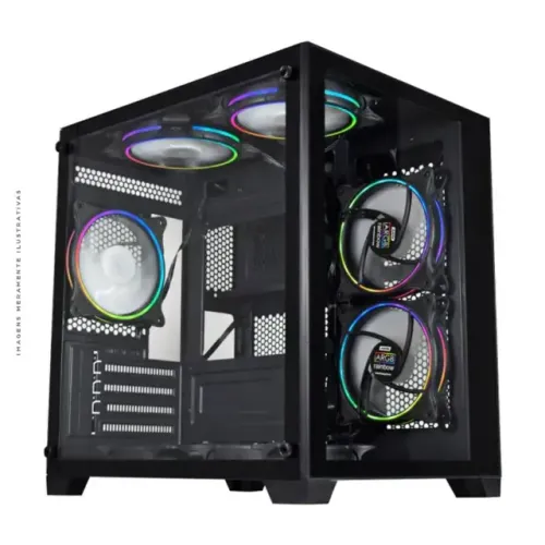 Gabinete Gamer K-Mex Aquário Micro IV, Mid Tower, Lateral e Frontal em Vidro, mATX, S/ FAN