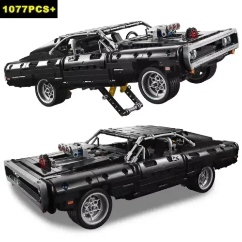 Kit p/ montar Dodge Charger RT 1970 Velozes&Furiosos 1077 peças 40 cm (compatível c/ Lego)