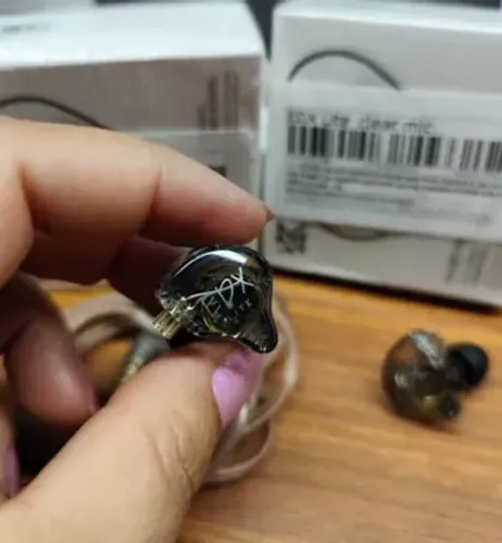 Fone De Ouvido In-ear Retorno De Palco Kz Edx Lite Com Microfone Cor Cinza