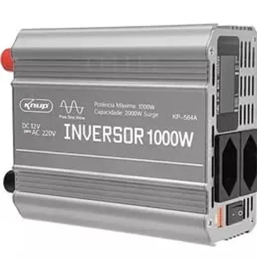 Inversor de Tensão Automotivo Knup KP-584A 1000w 12V x 220V Conversor Onda Senoidal Pura