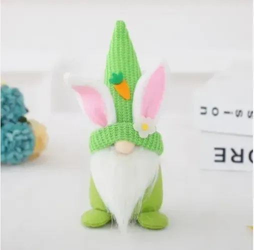 Gnomo Verde com Orelhas De Coelho Decoração Enfeite Presente