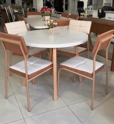 Mesa de Jantar Redonda com 4 Cadeiras Design Moderno