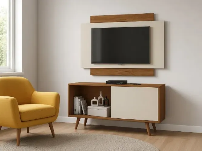 Rack com Painel Málaga 1,19m p/ TV até 50" (NOVO A PRONTA ENTREGA)