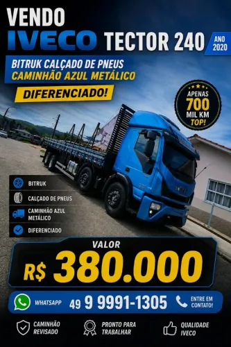 Iveco tector 24e300 bitruk 2021 azul metálico top  coisa linda....