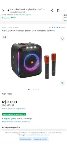 Caixa de som com microfone jbl