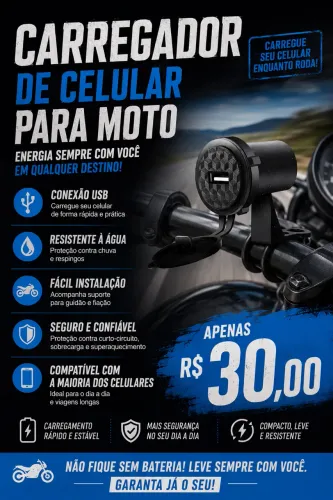 Carregador de celular para moto