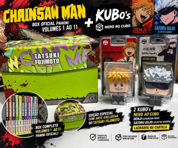 kit colecionável de Chainsaw Man + Nerd ao Cubo