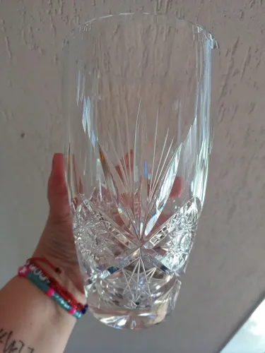 Vaso De Cristal Lapidado Estilo Bohemia - Luxo E Sofisticação