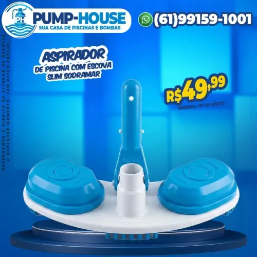 Aspirador de Piscina Com Escova Slim Sodramar