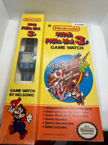 Relógio Jogo Nelsonic Super Mario Bros. 3 (1990) - Com Caixa Original e Manuais Raridade