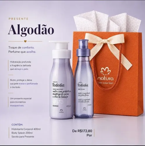 Kit Natura fragrância Algodão
