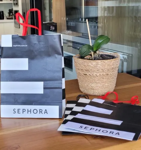 5 sacolas de papel Sephora tamanho médio.  20 cm x 25cm