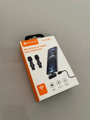 Microfone Lapela Duplo Sem Fio Peining Lightning Iphone