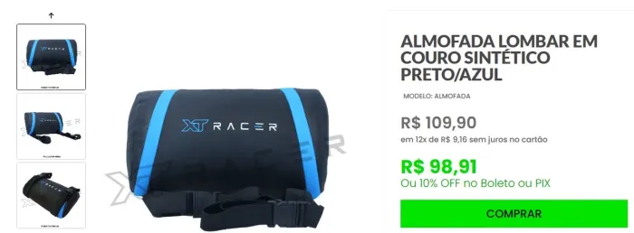 Almofada lombar em couro sintético XT Racer