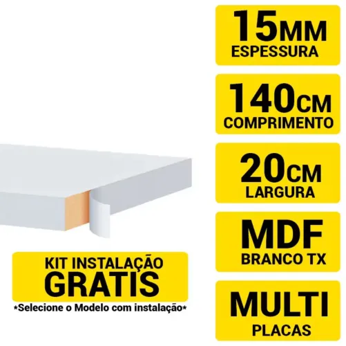Prateleira Mdf 15mm Branco Tx 140x20cm