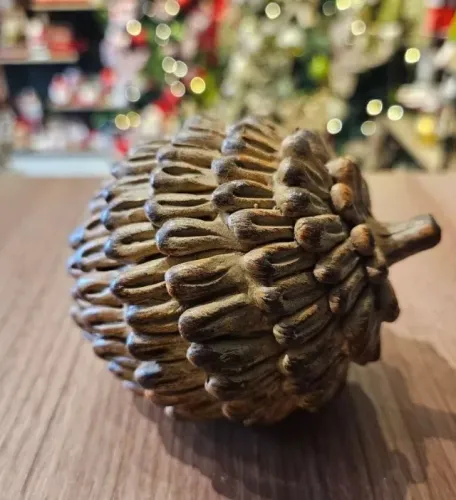Enfeite Decorativo Natal Pinha Resina Realista