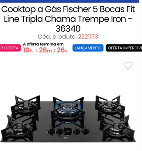 Fogão Cooktop Fischer NOVO na caixa com NF